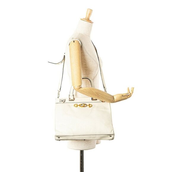 GUCCI White Leather Horsebit Shoulder Bag - Picture 12 of 12